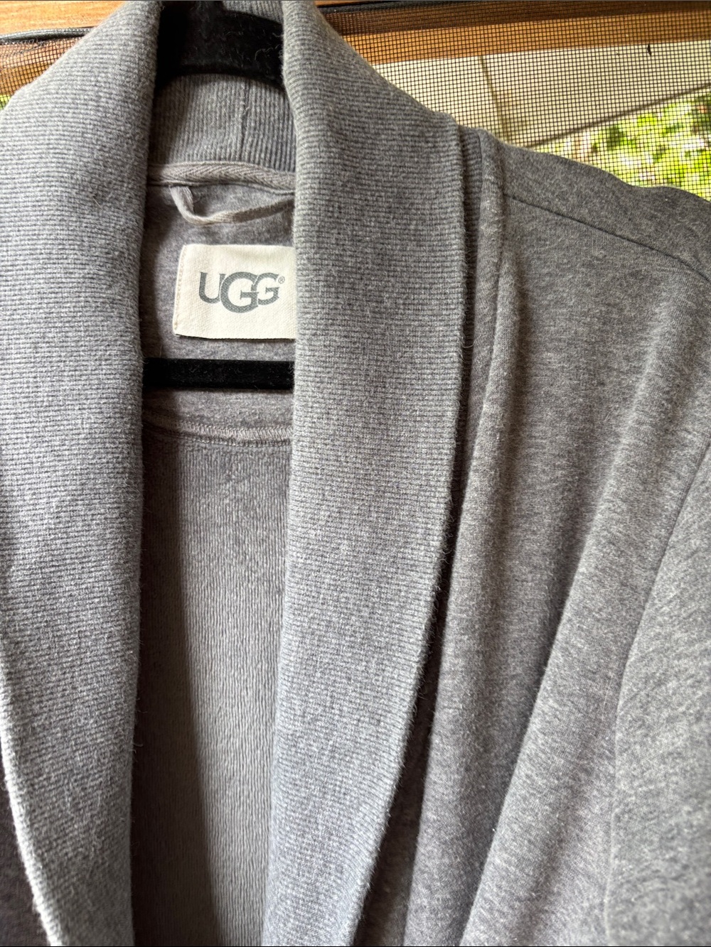 UGG Women's Charcoal Gray Shawl-Collar Robe Coat with Belt - Picture 6 of 6